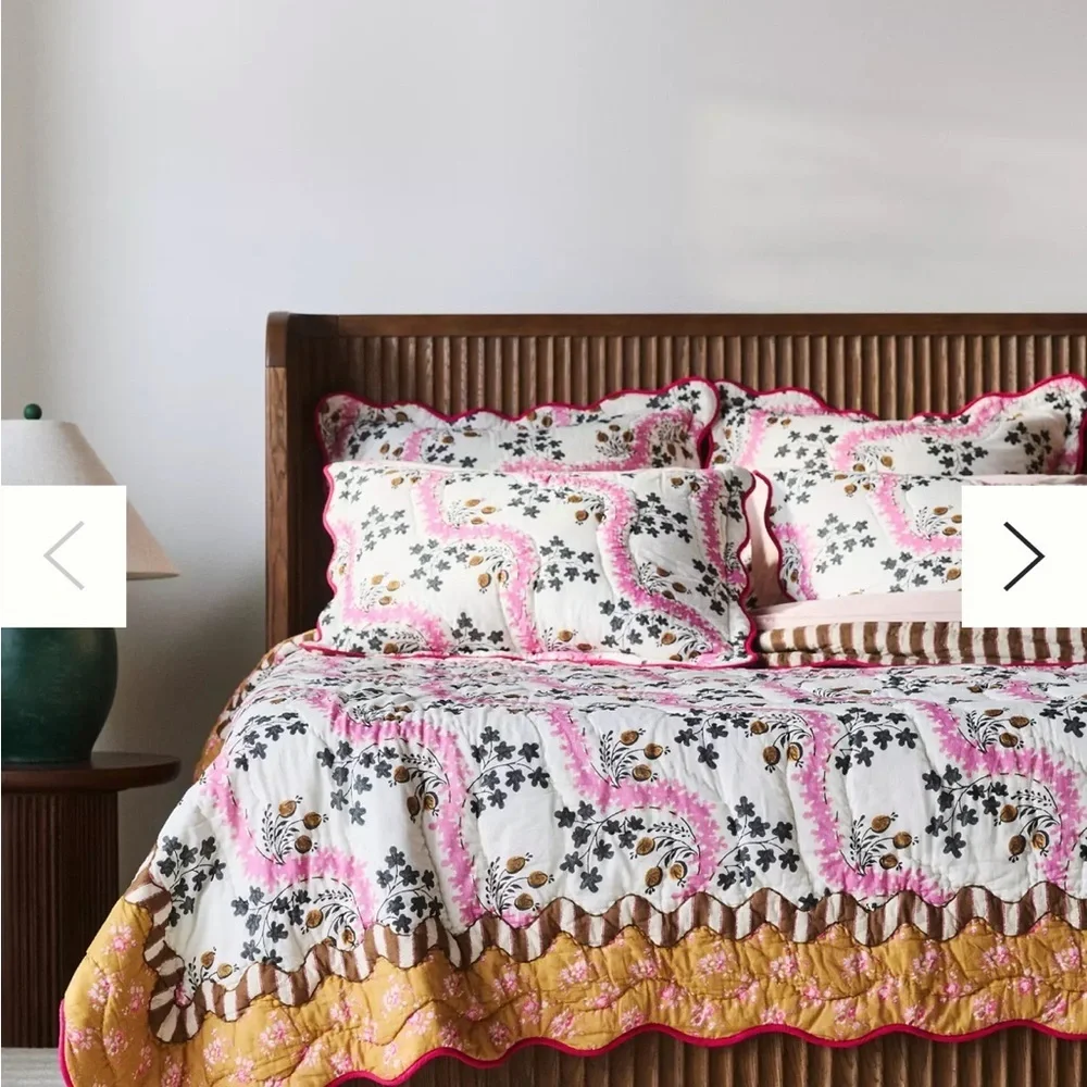 Anthropologie ILuka Queen Floral Patchwork Quilt with Pink Accents quilt only